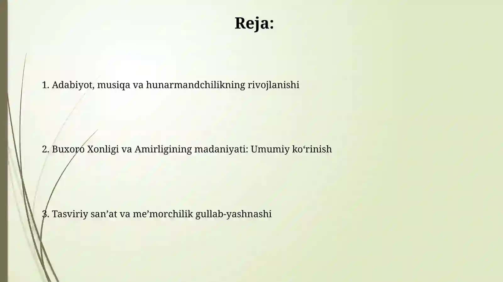 BUXORO XONLIGI VA AMIRLIGI DAVRI MADANIYATI VA SAN’ATI 2