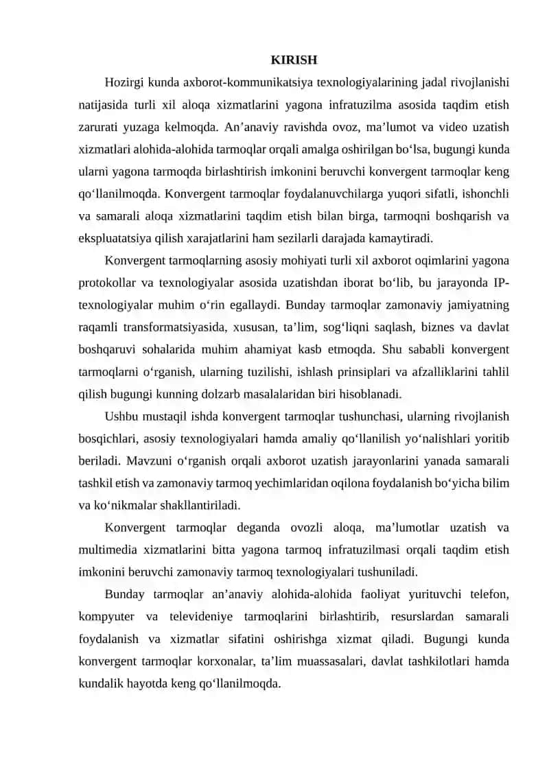 KONVERGENT TARMOQLARI 2