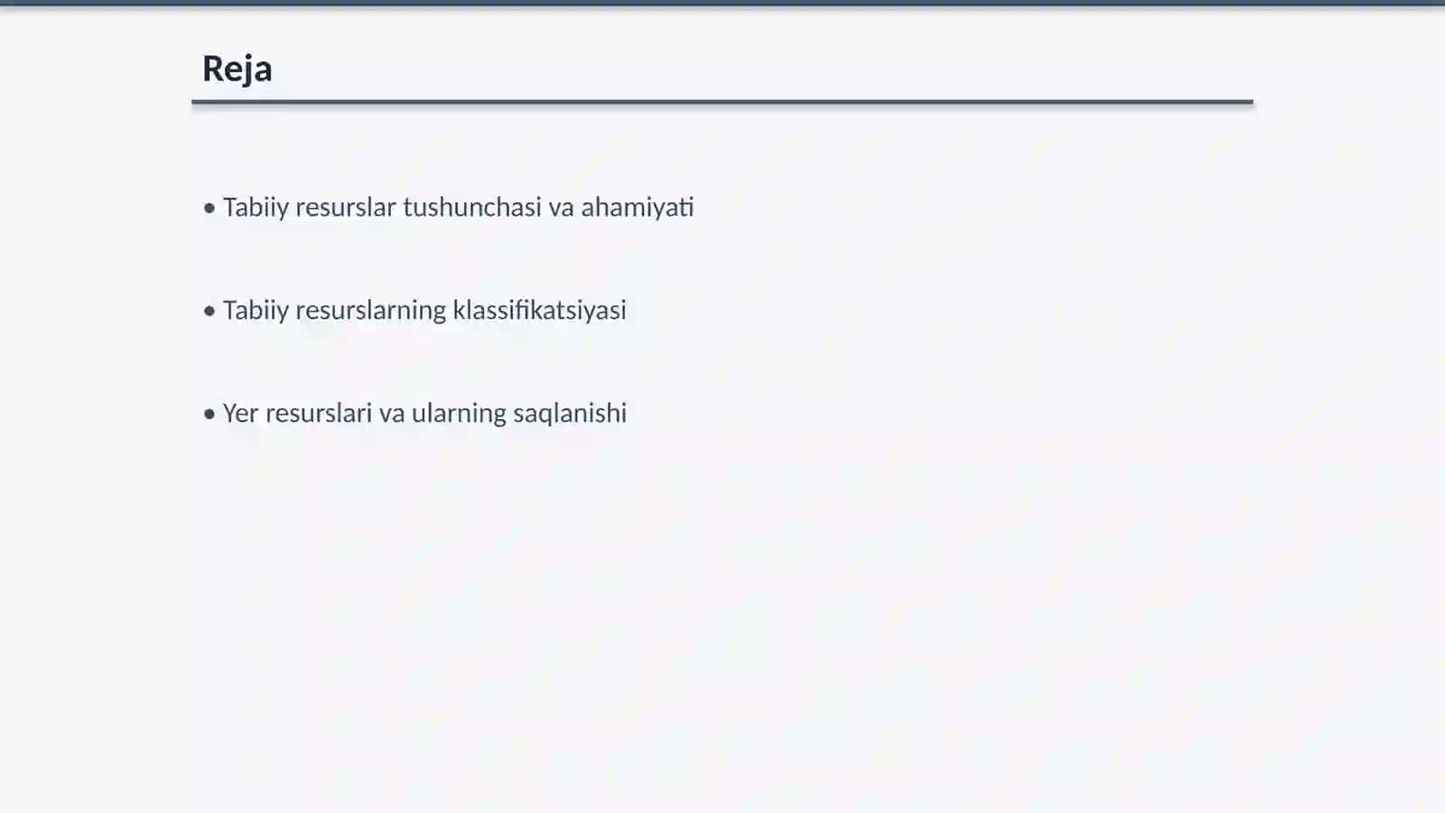 Tabiiy resurslar: klassifikatsiyasi va oqilona foydalanishtamoyillari 2