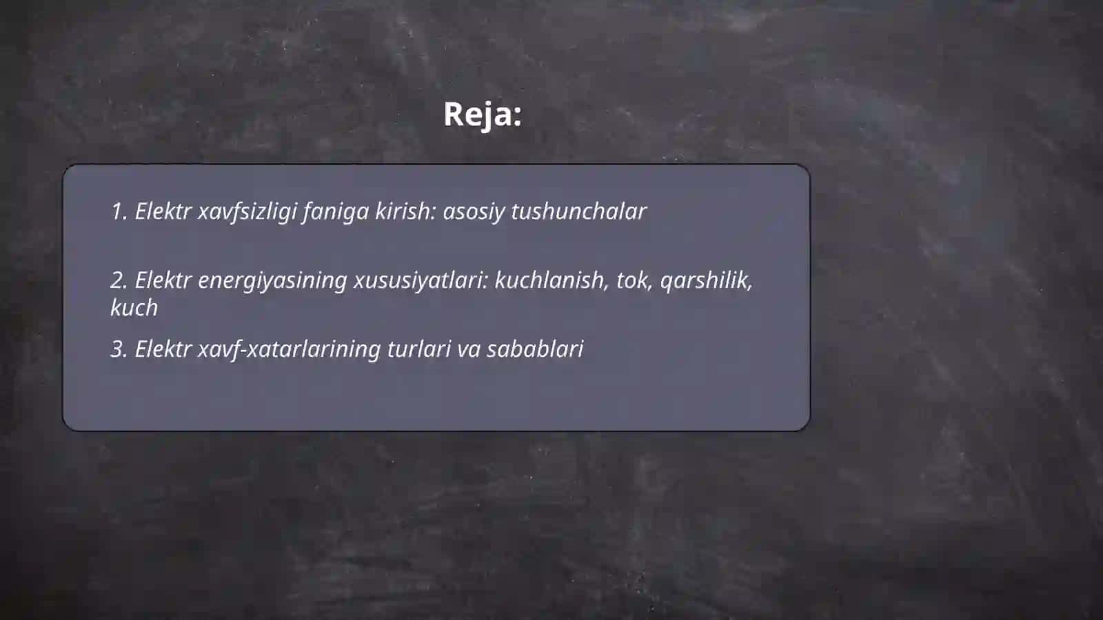 Elektir xafsizligi faniga kirish 2