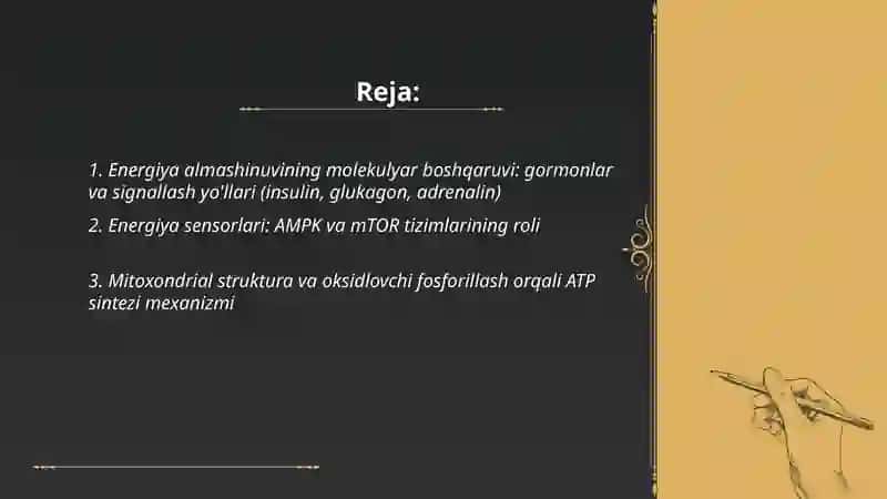 Energiya almashinuvining boshqarilishi 2