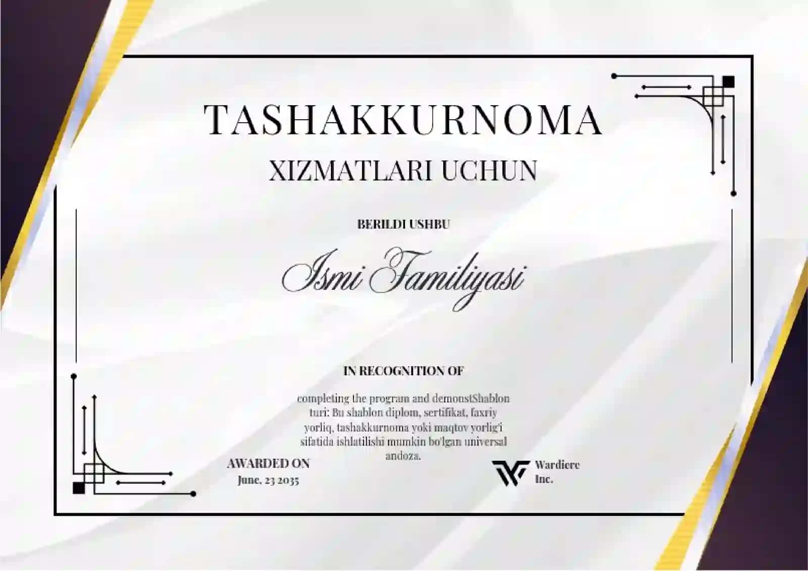 TASHAKKURNOMA 2