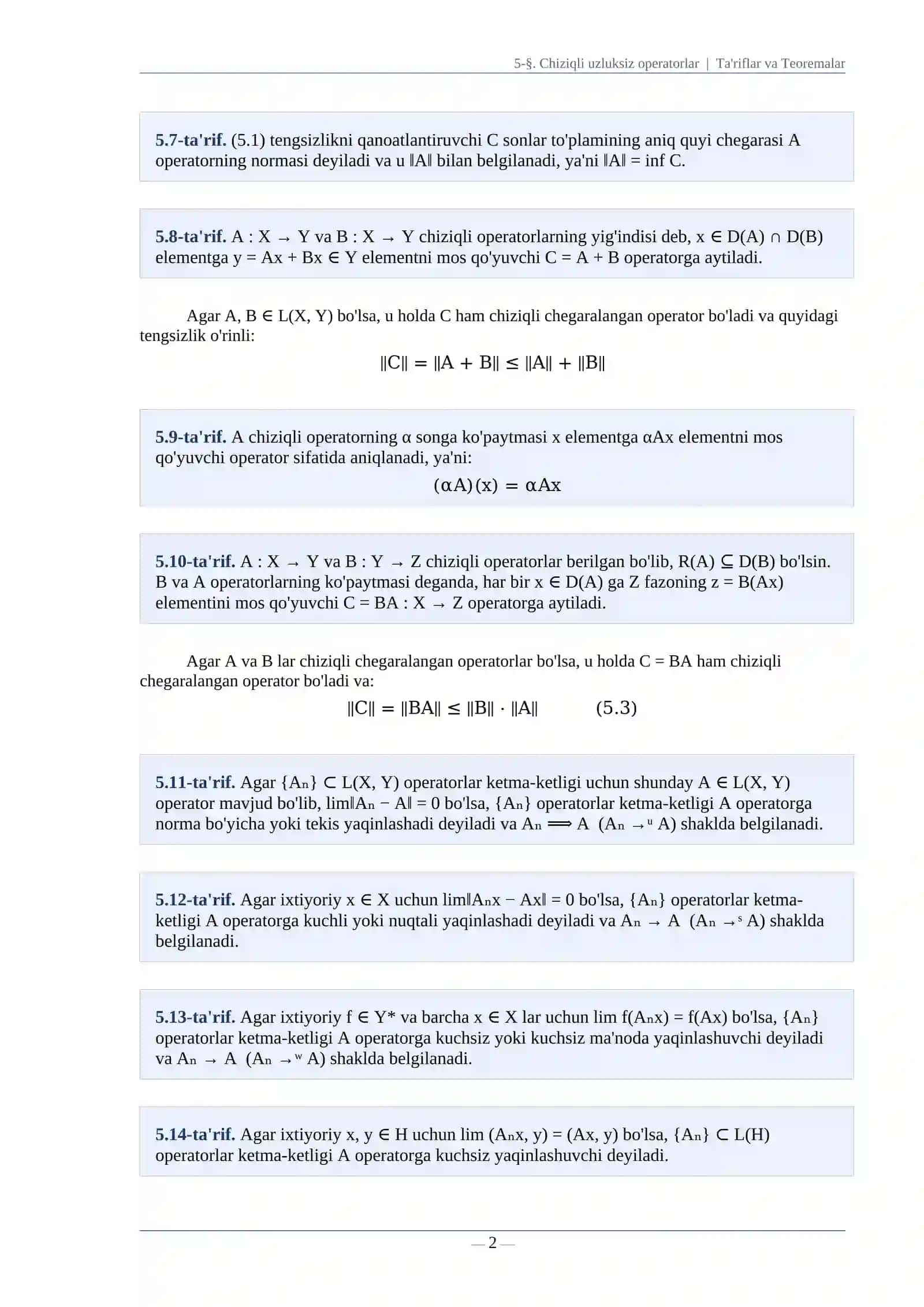 Chiziqli uzlukısiz operatorlar 2