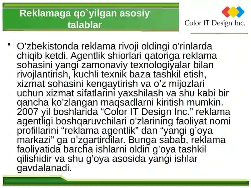 Reklama va markazlashtirish 2