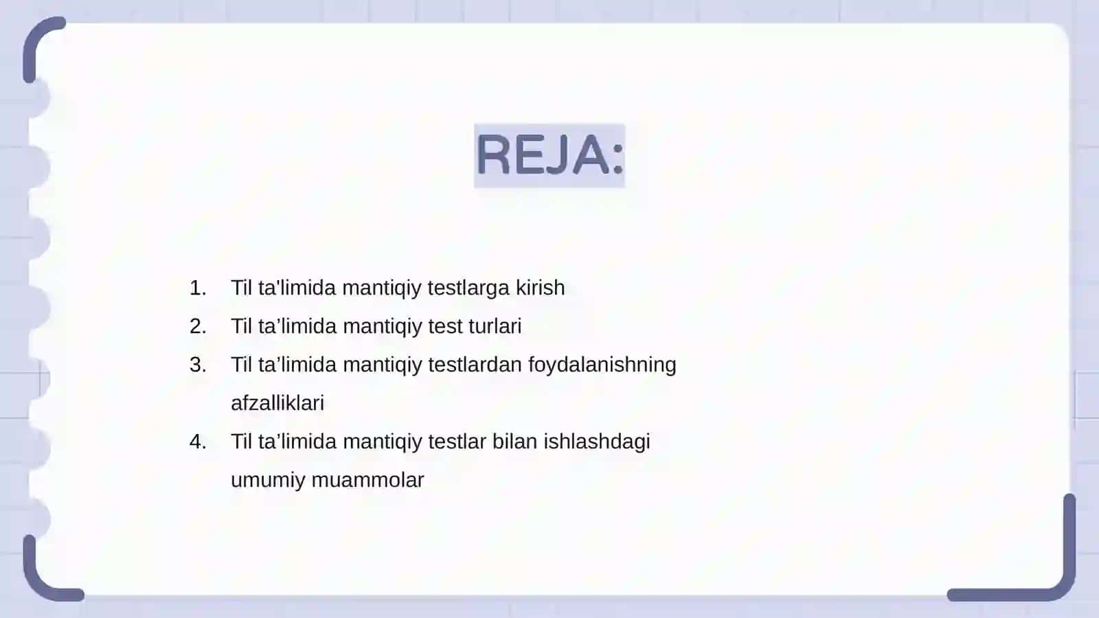 Til ta'limida mantiqiy testlar bilan ishlash 2