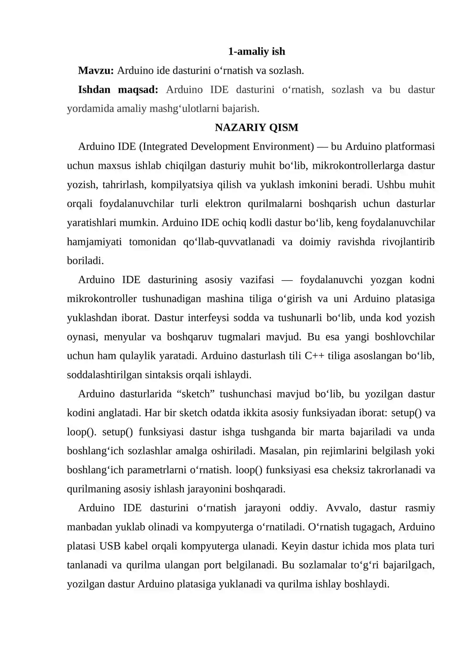 Arduino ide dasturini o‘rnatish va sozlash 2