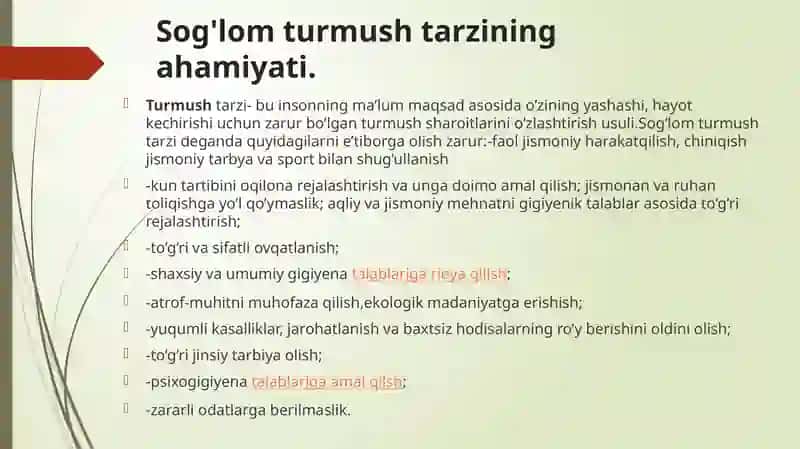 Sog’lom Turmush Tarzi 2