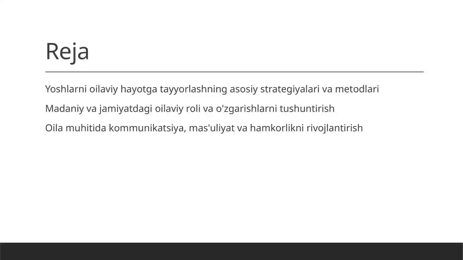 Yoshlarni oilaviy hayotga tayyorlash 2