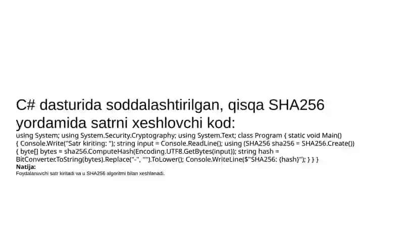 C# dasturi 2