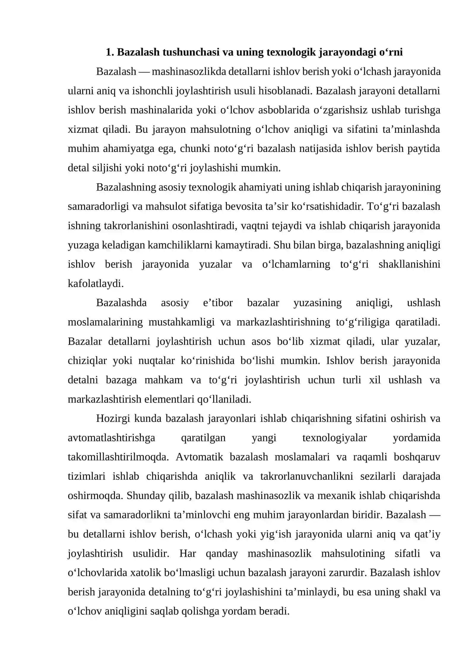 BAZALASH ASOSLARI 2