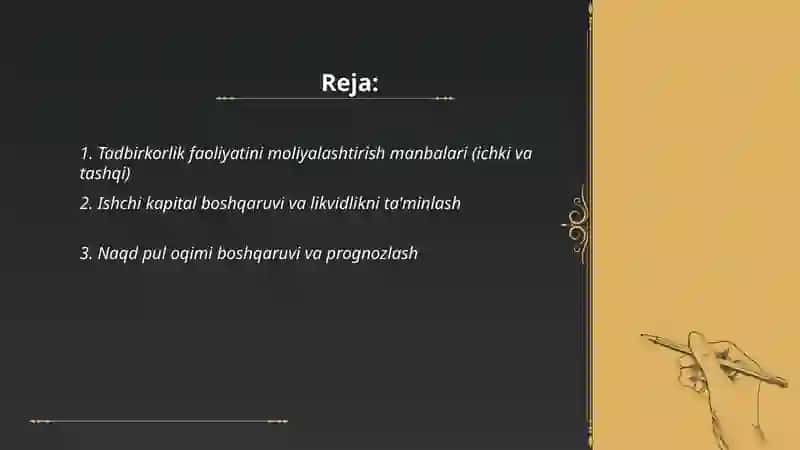Tadbirkorlik faoliyatini moliyalashtirish 2