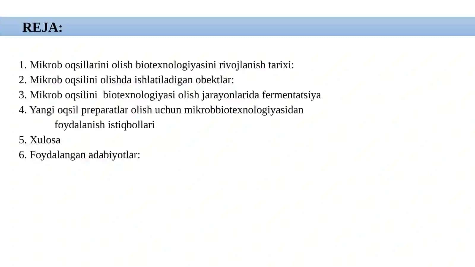 Mikrob oqsilini biotexnologik ishlab chiqarish 2
