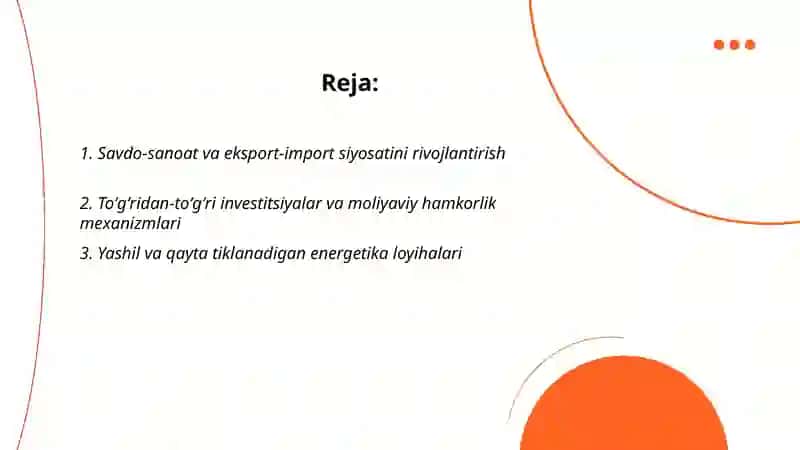 Savdo-sanoat va eksport-import siyosatini rivojlantirish 2