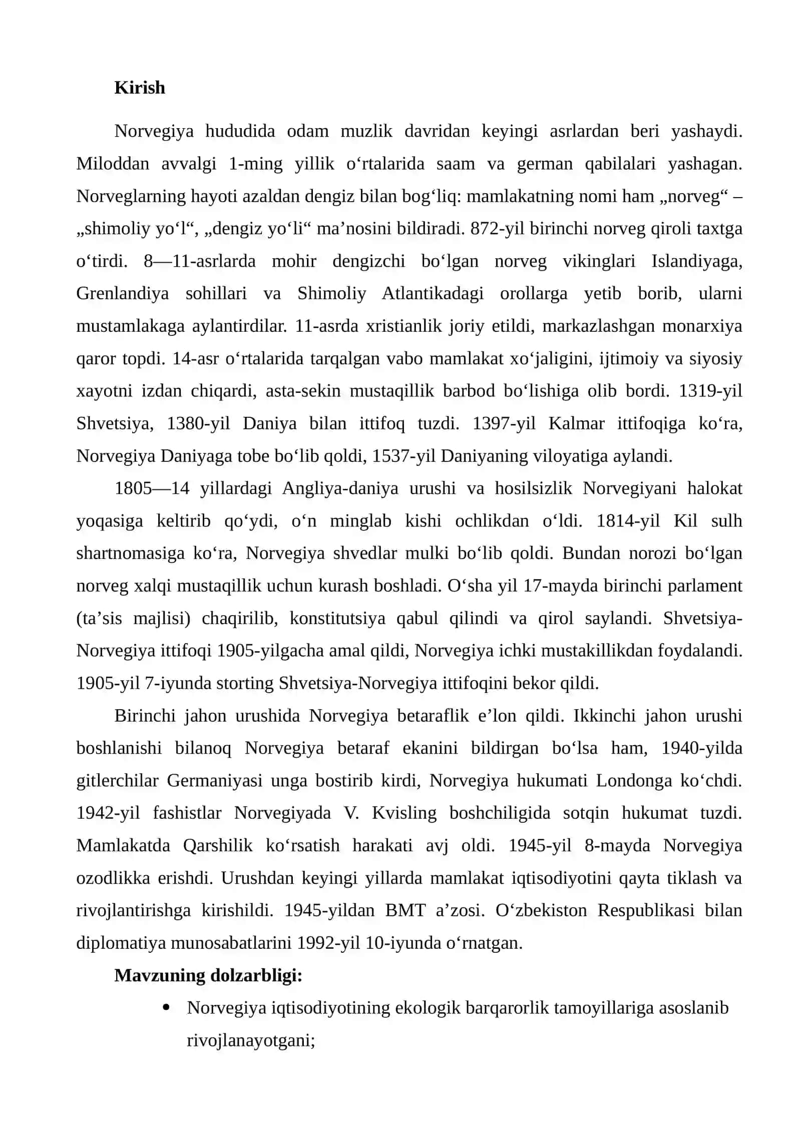 Norvegiya davlati haqida umumiy ma’lumotlar 2