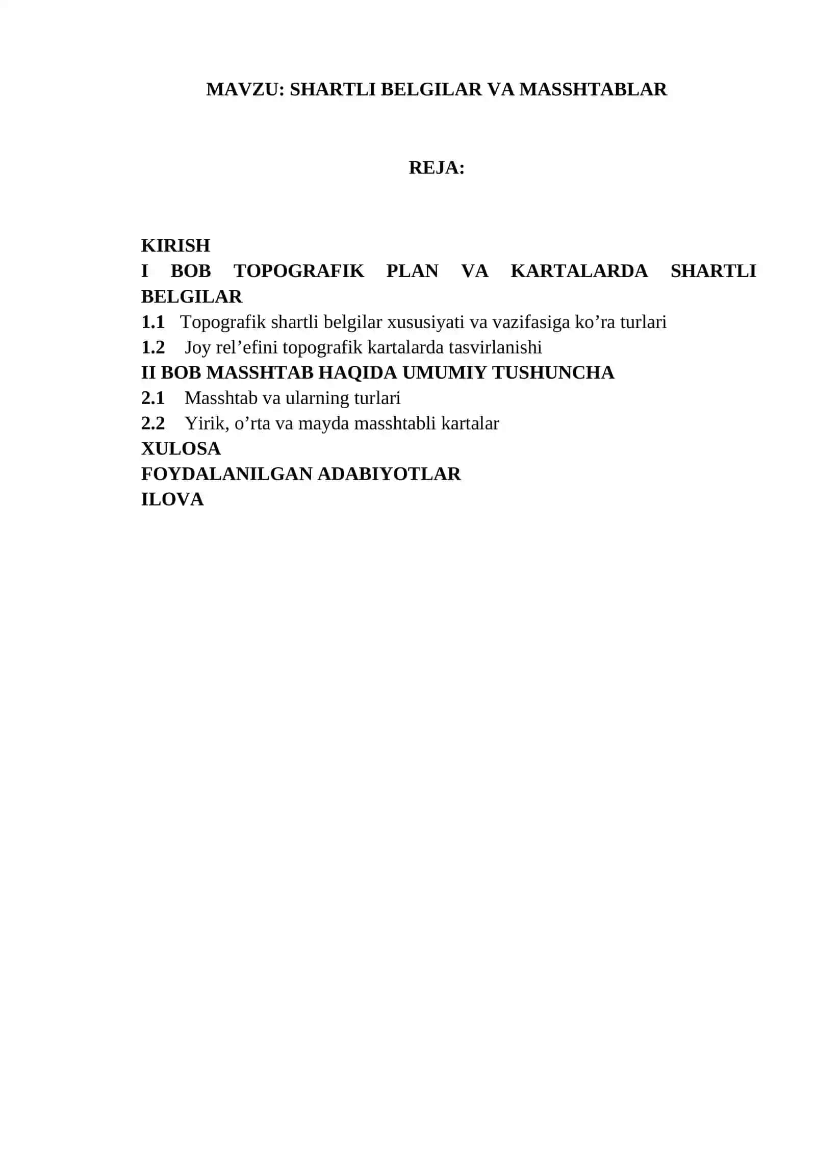 SHARTLI BELGILAR VA MASSHTABLAR KURS LOYIHASI 2