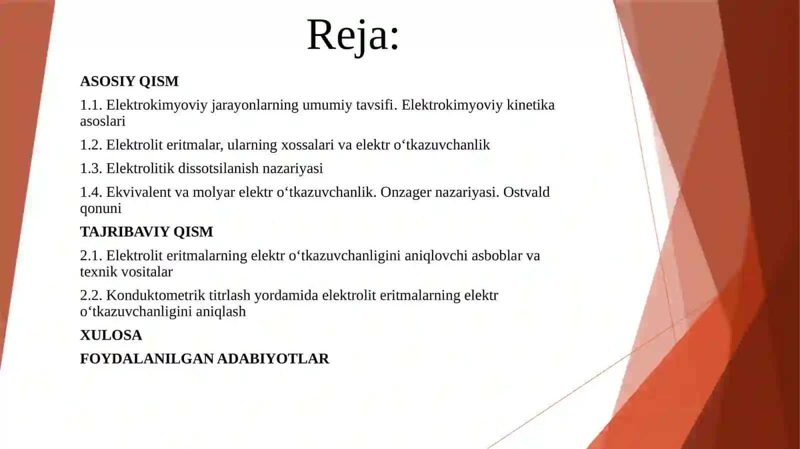 Eritmalarning elektro o‘tkazuvchanligi 2