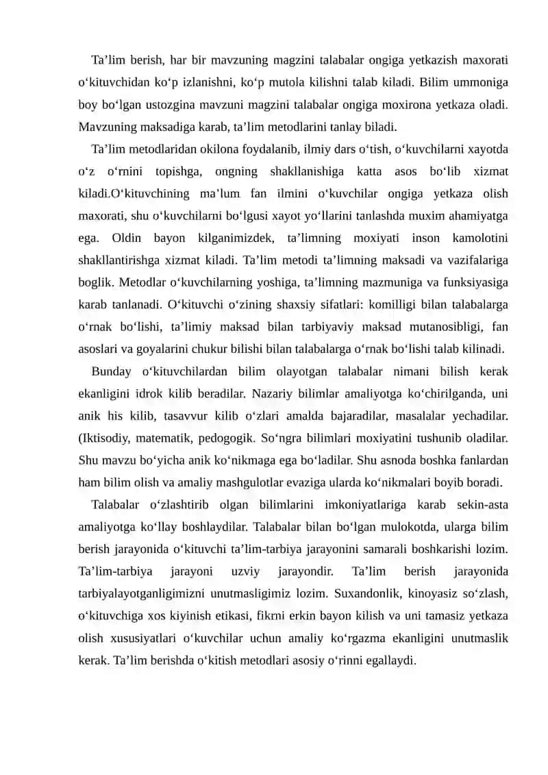 Ta’lim Metodlari va Vositalari 2