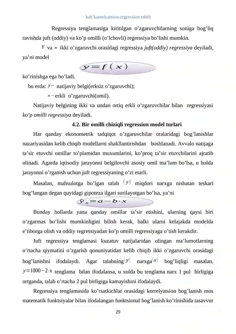 Juft korrelyatsion-regression tahlil 2