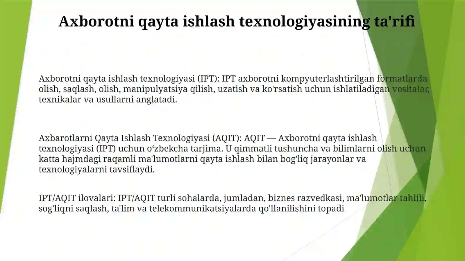 Axbarotlarni QaytaIshlashTexnologiyasi 2