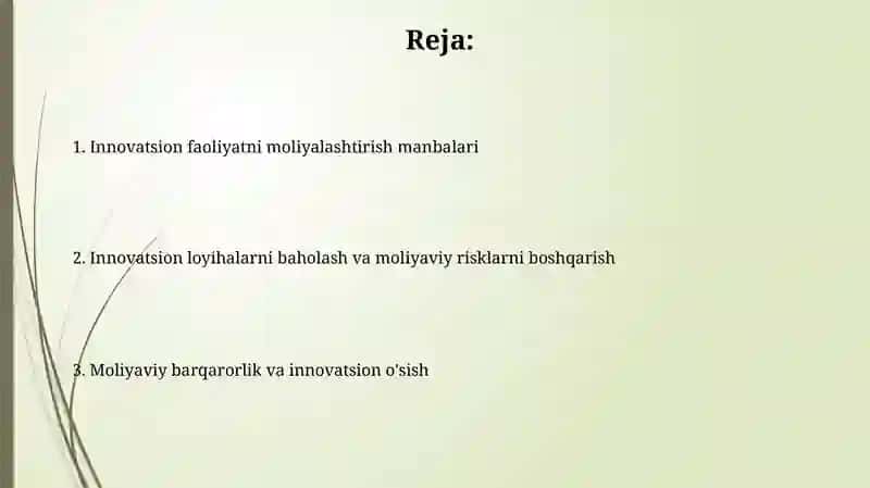 Innovatsion faoliyatni moliyalashtirish 2