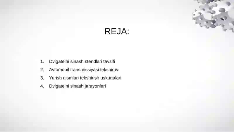 Dvigatelni sinash stendlari. 2