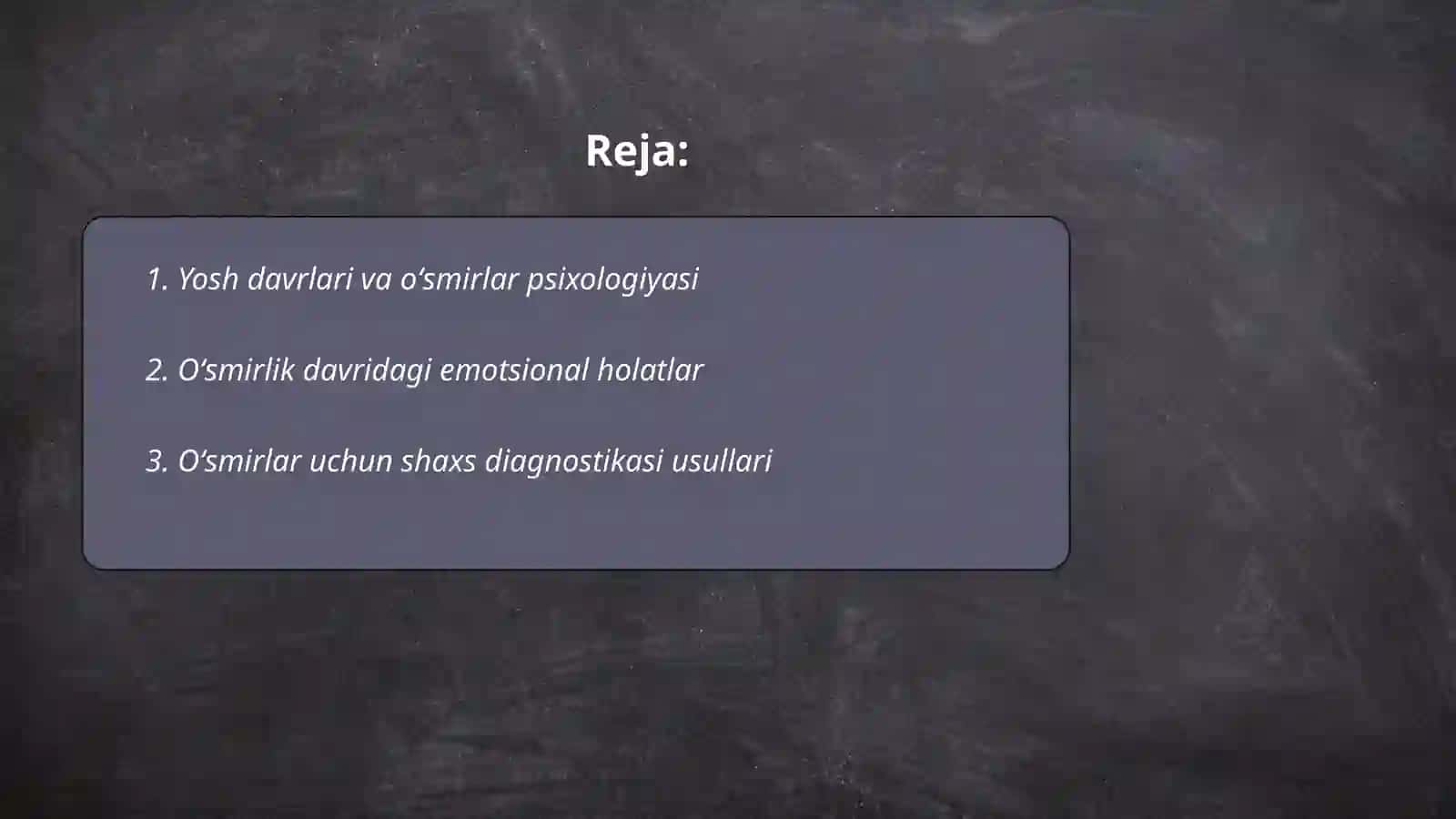Oʻsmir va oʻspirinlar psixodiagnostikasi 2