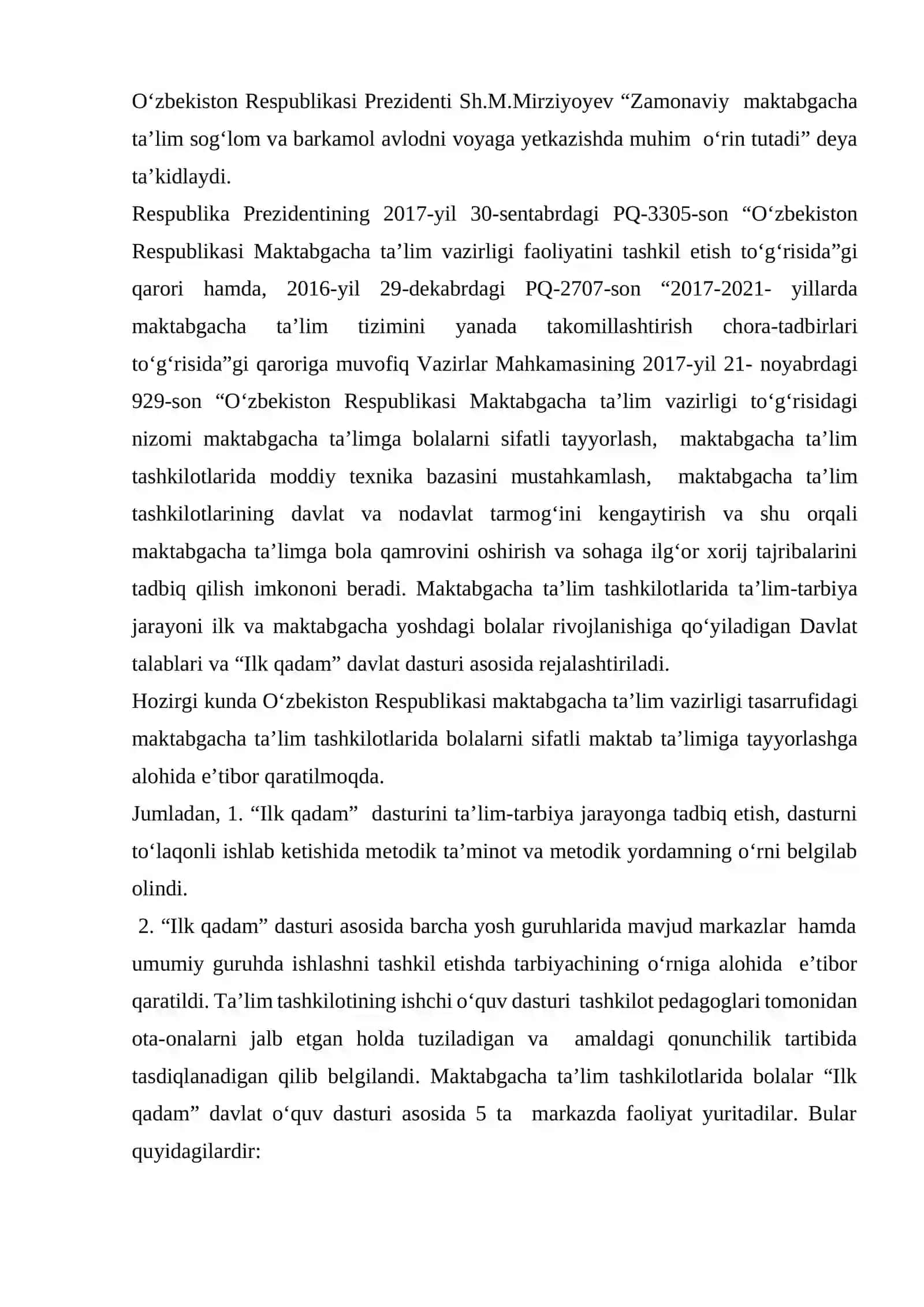 Ilk qadam davlat o’quv dasturi 2