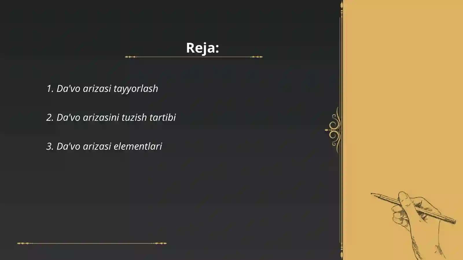 Da'vo arizasi tayyorlash 2