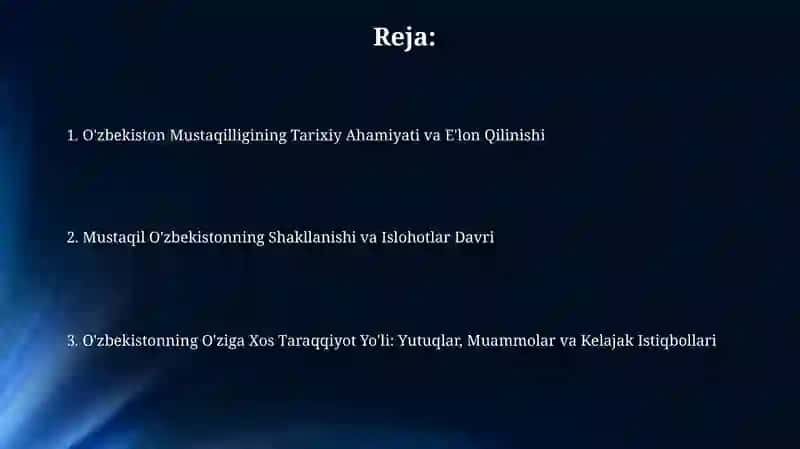 O'zbekiston Mustaqilligining Tarixiy Ahamiyati 2