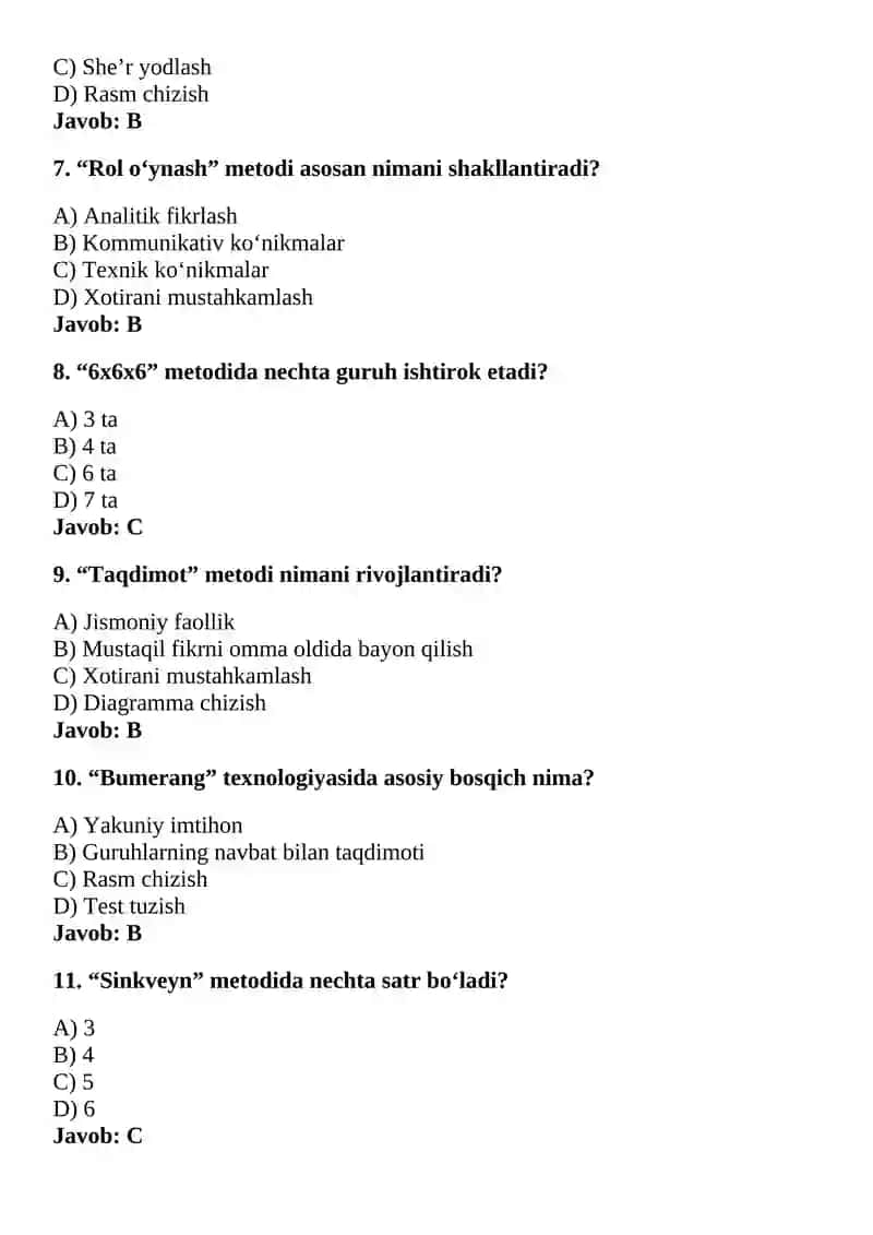 Interfaol metodlar Test 2