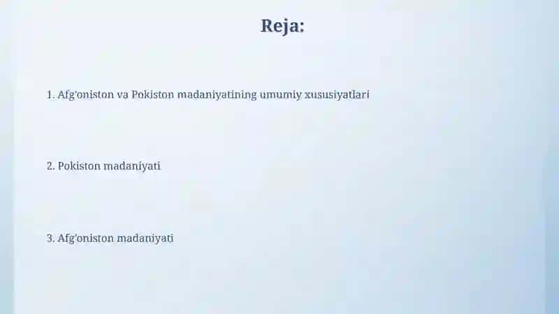 Afg'oniston vaPokistonmadaniyati 2