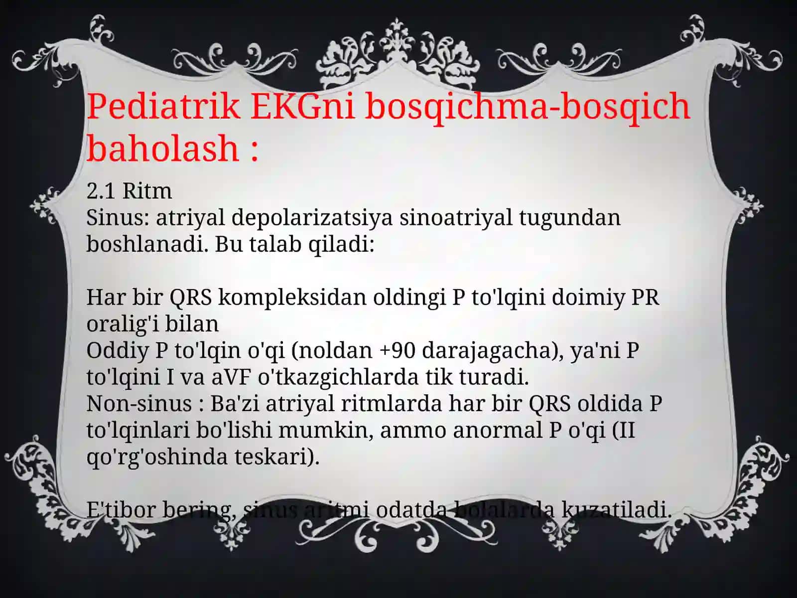 Yangi tug’ilgan chaqaloqlarda EKGni o’ziga xos xususiyatlari 2