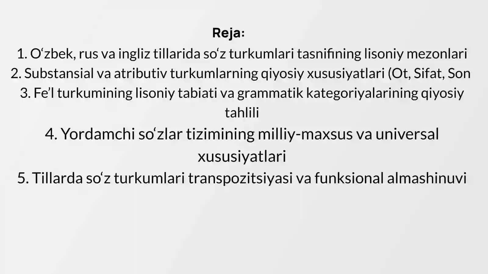 Turli tillarda so'z turkumlari 2