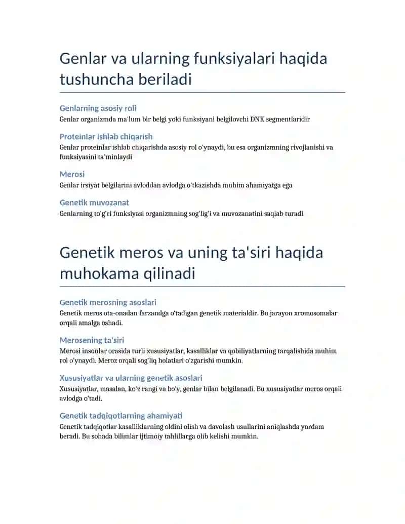 Genetika asoslari haqida ma'lumotlar 2