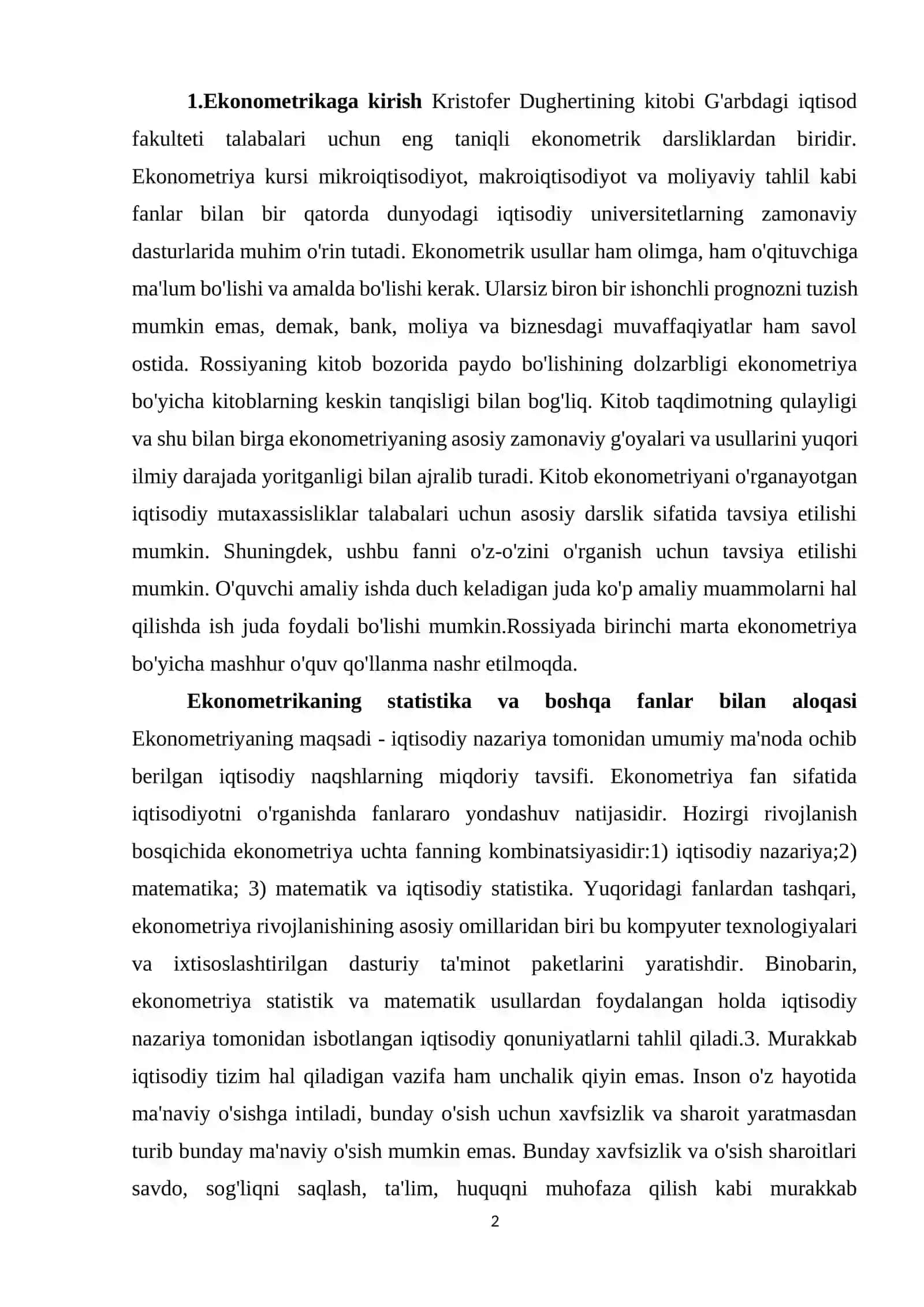 Ekonometrikaga kirish 2
