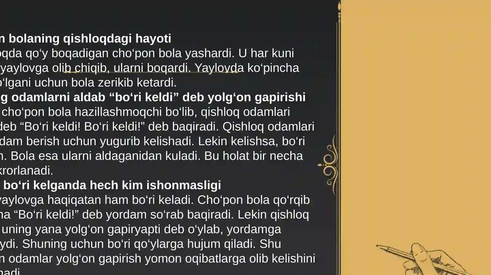 CHO’PON BOLANING  YOLG’ONI 2