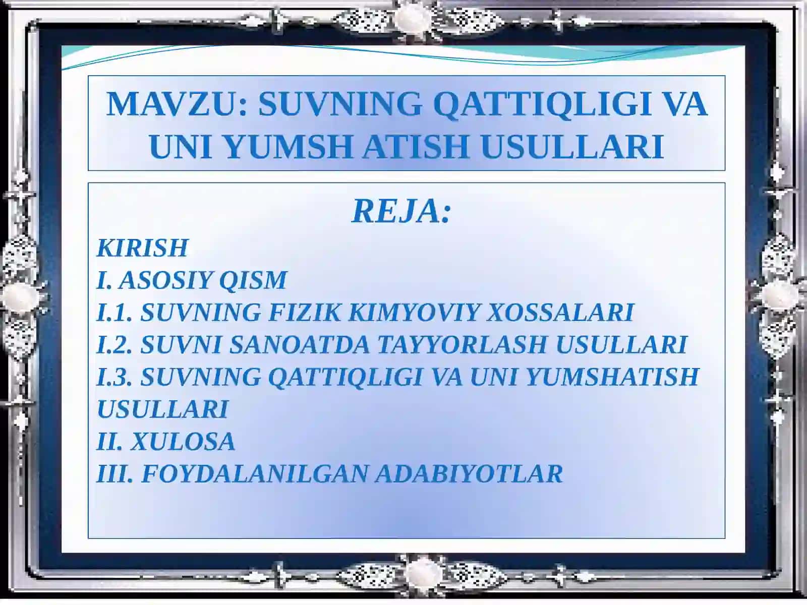 Suvning qattiqliği va uni yumsh atish usullari 2