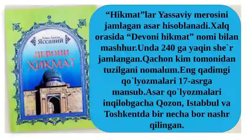 Ahmad Yassaviyning “Hikmatlar’’ asari mavzulari 2