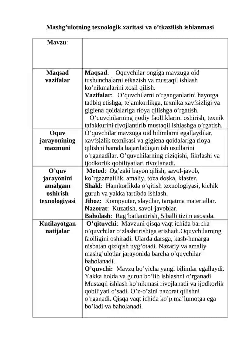 Mehmat ta'limi fani o’qituvchisi Rahimov Uyg’unning DARS ISHLANMASI 2