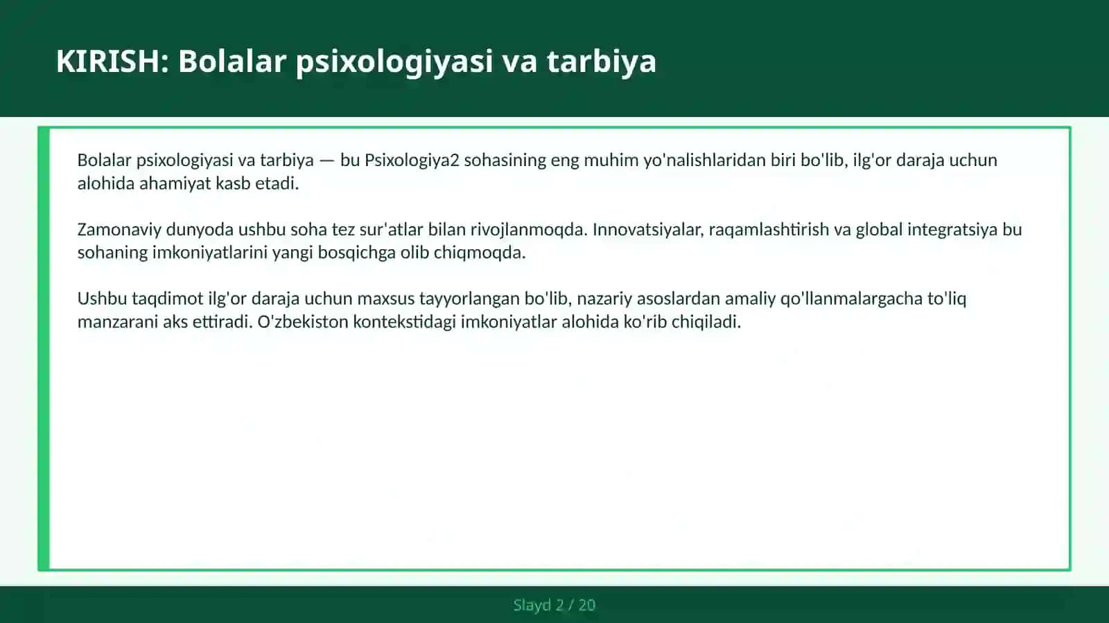Bolalar psixologiyasi va tarbiya 2