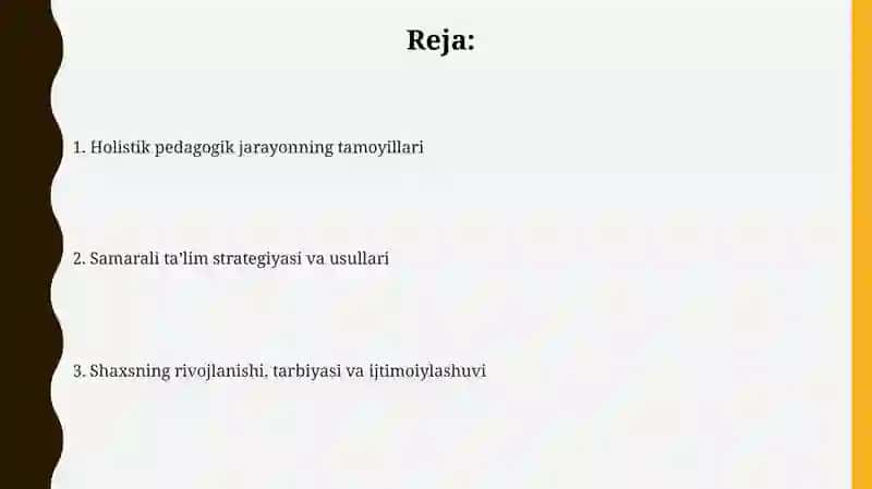 Holistik pedagogik jarayonning tamoyillari 2