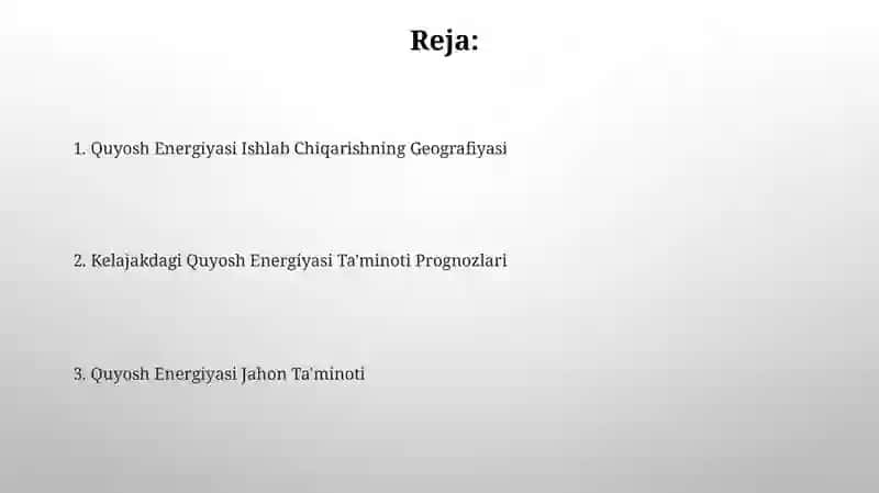 Quyosh energiyasining global ta'minoti 2