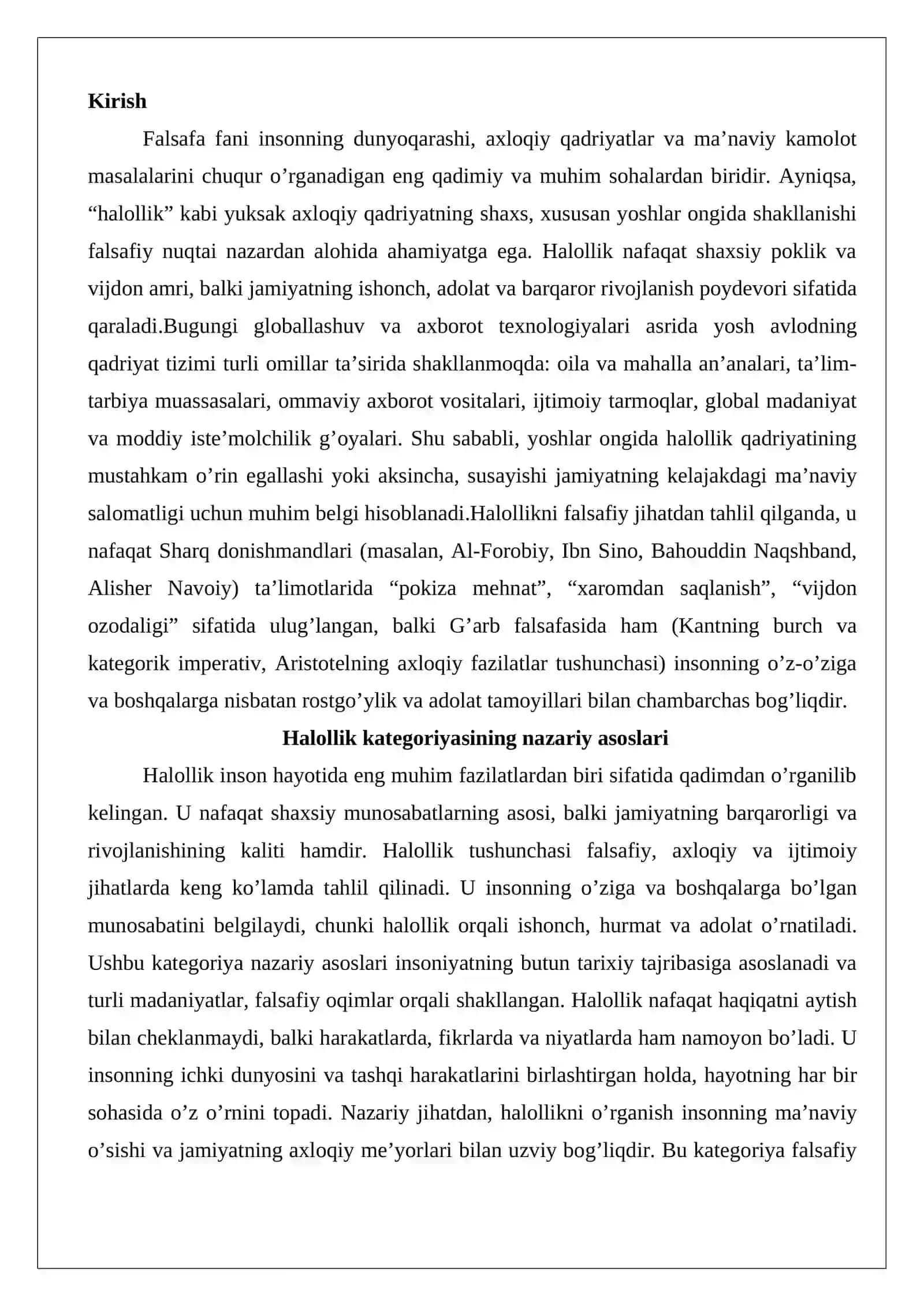 Yoshlar ongida “halollik” qadriyatining shakllanish omillari 2