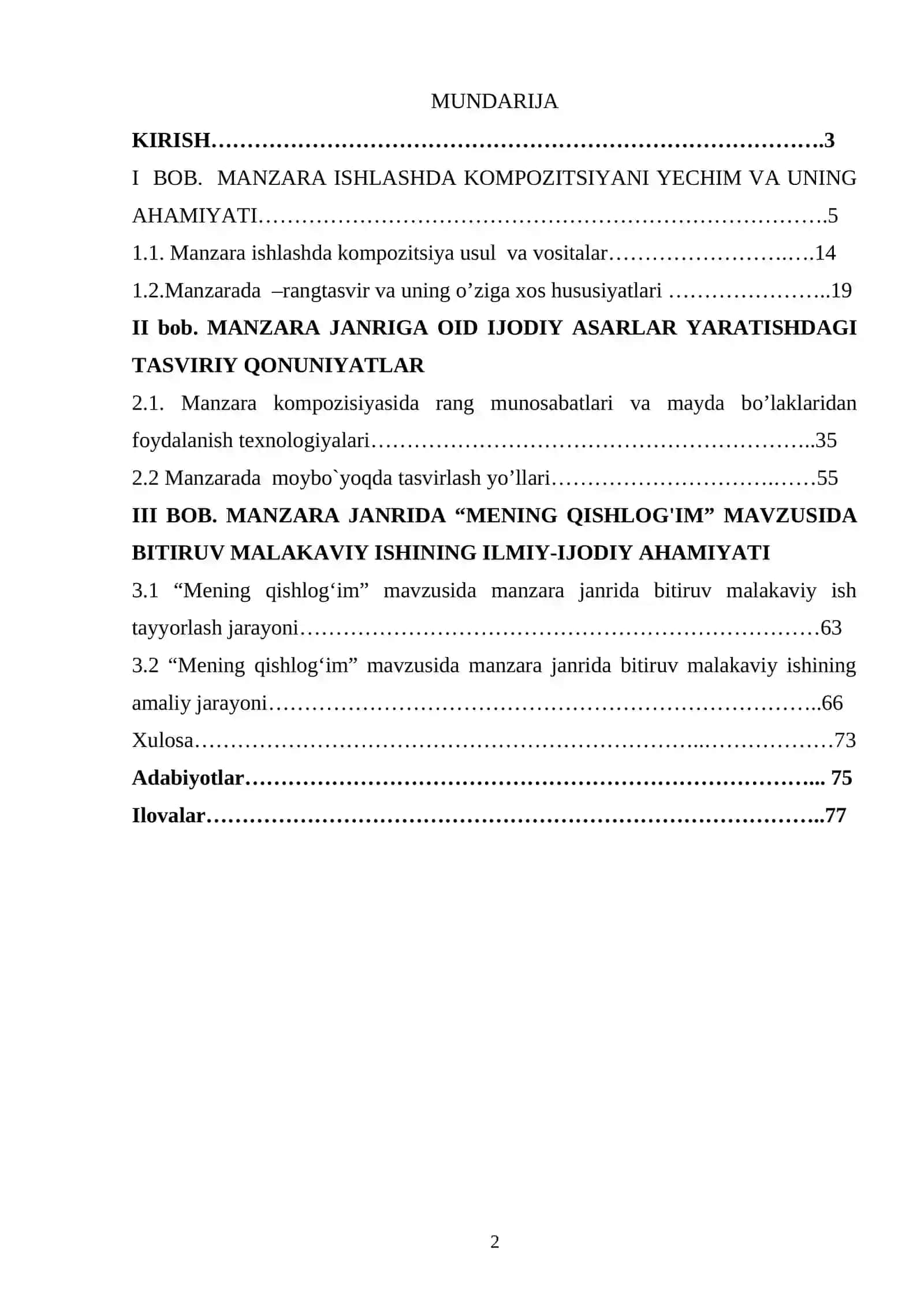 « MENING QISHLOG'IM KOMPAZITSIYASI » BITIRUV MALAKAVIY ISHI 2