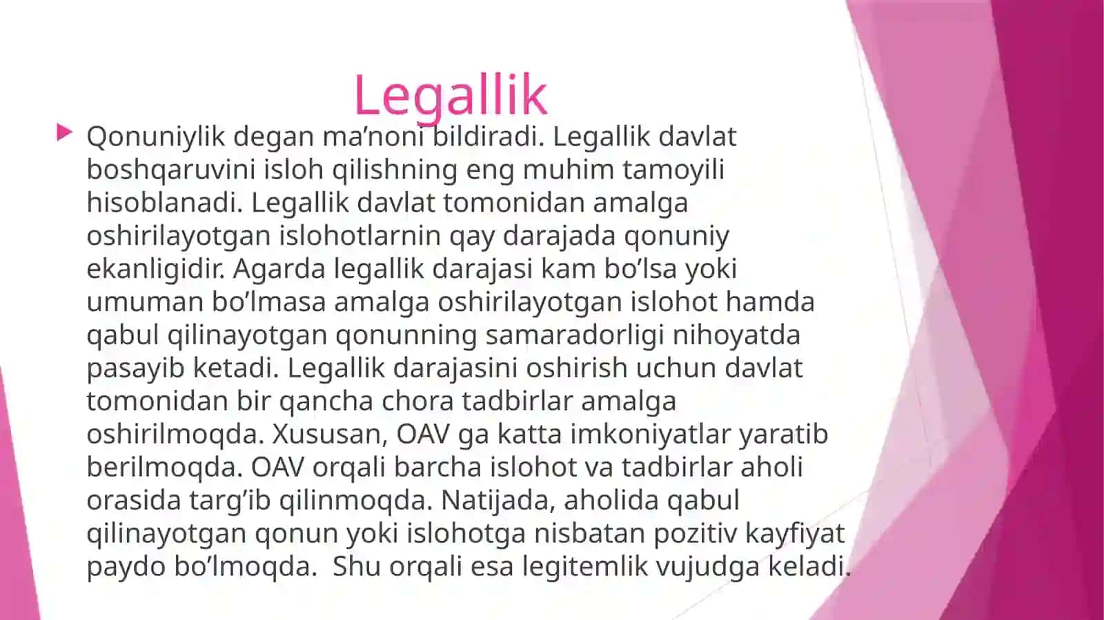 Siyosat falsafasida legallik va legitemlik munosabatlari 2