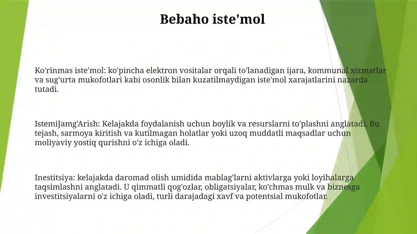 Iste'Mol JamgʻArish Va Inestitsiya 2