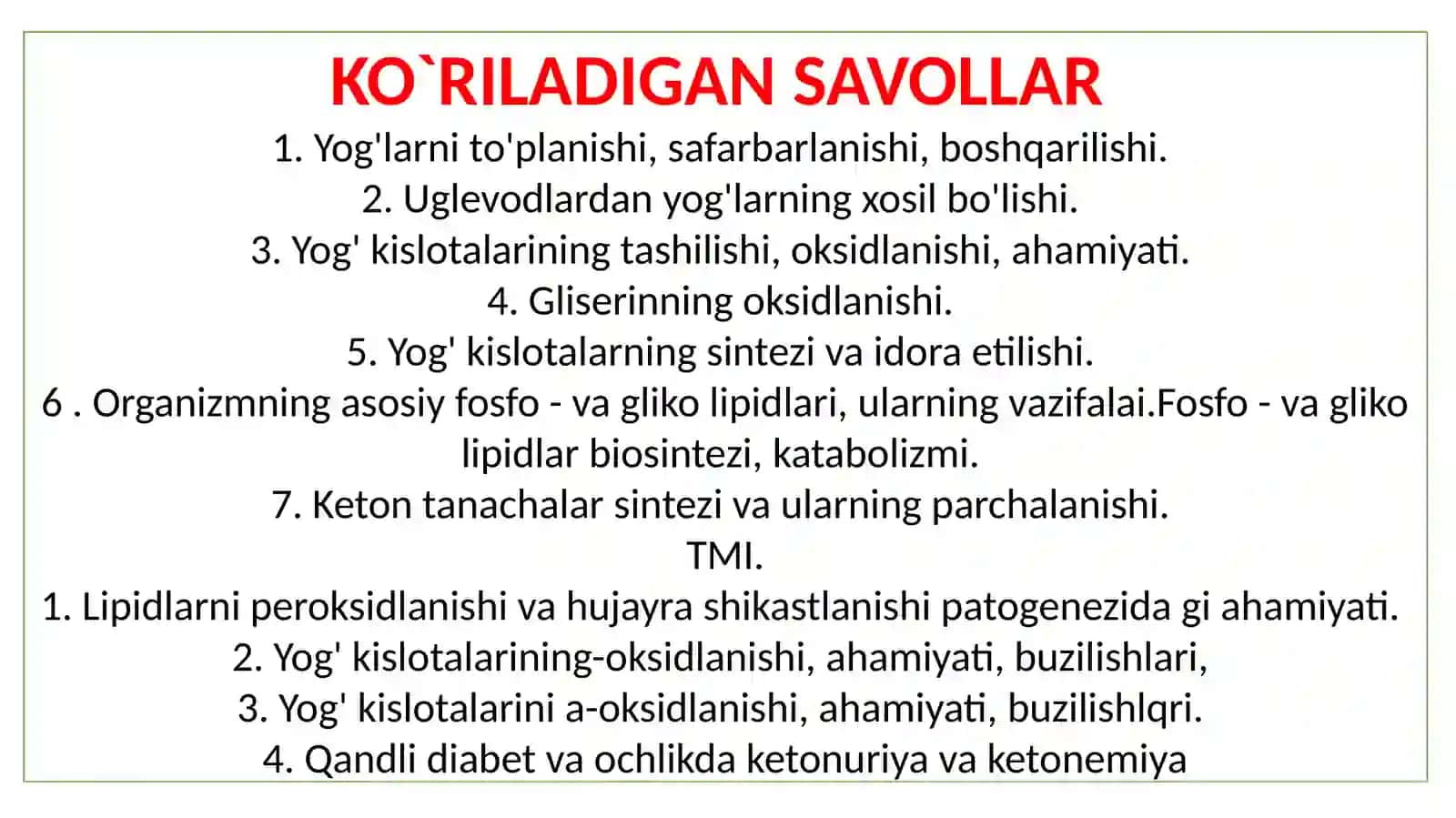 Yog`larning oraliq oksidlanishi 2