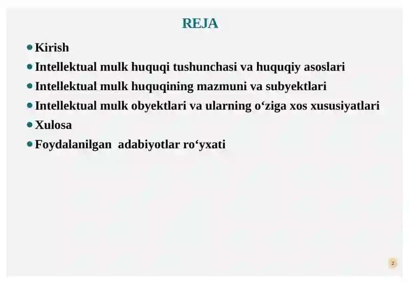 INTELLEKTUAL MULK HUQUQI TUSHUNCHASI 2