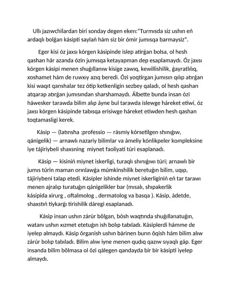 Kásipim maqtanıwım 2