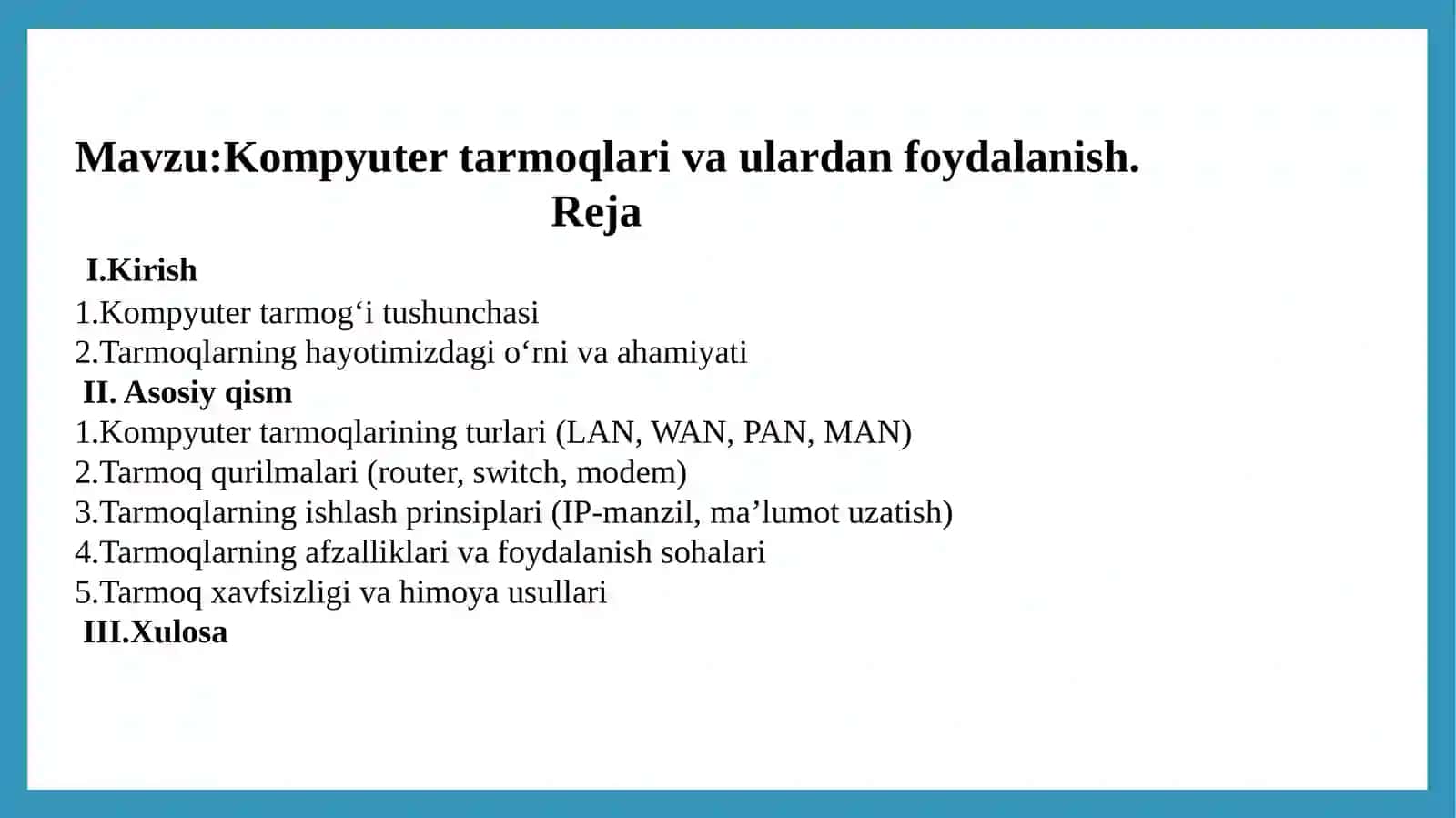 Kompyuter tarmoqlari va ulardan foydalanish 2